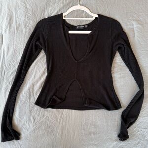 Black PrettyLittleThing Long Sleeve Top with Cut Out Details